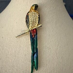 Vintage Figural Parrot Brooch Enamel & Rhinestone. 
Circa 1990’s.